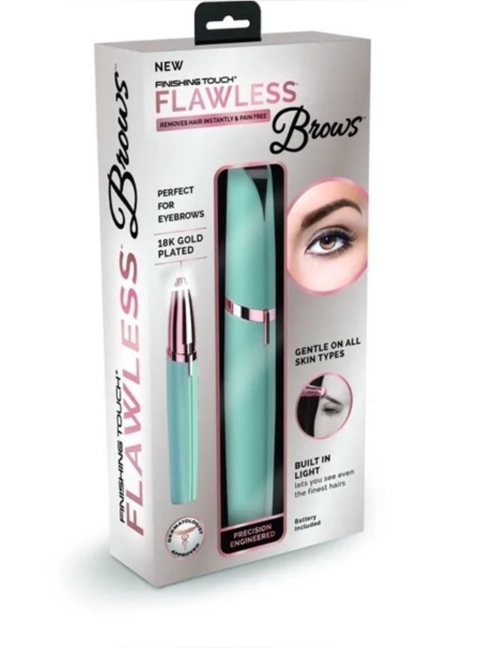 Flawless Brows 18k Gold Plated Precision Eyebrow Trimmer in Mint
